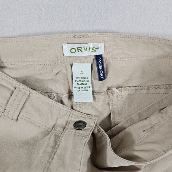 Orvis Pants Womens 4 Khaki Passport Outdoor Hiking Trail Pants Nylon Spandex - Picture 6 of 11